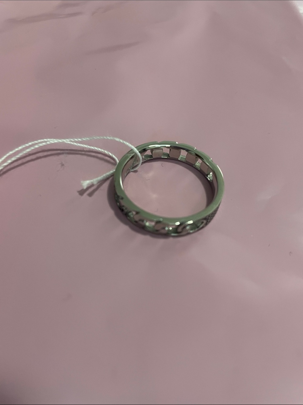 Men’s Silver Openwork Chain-Link Band Ring